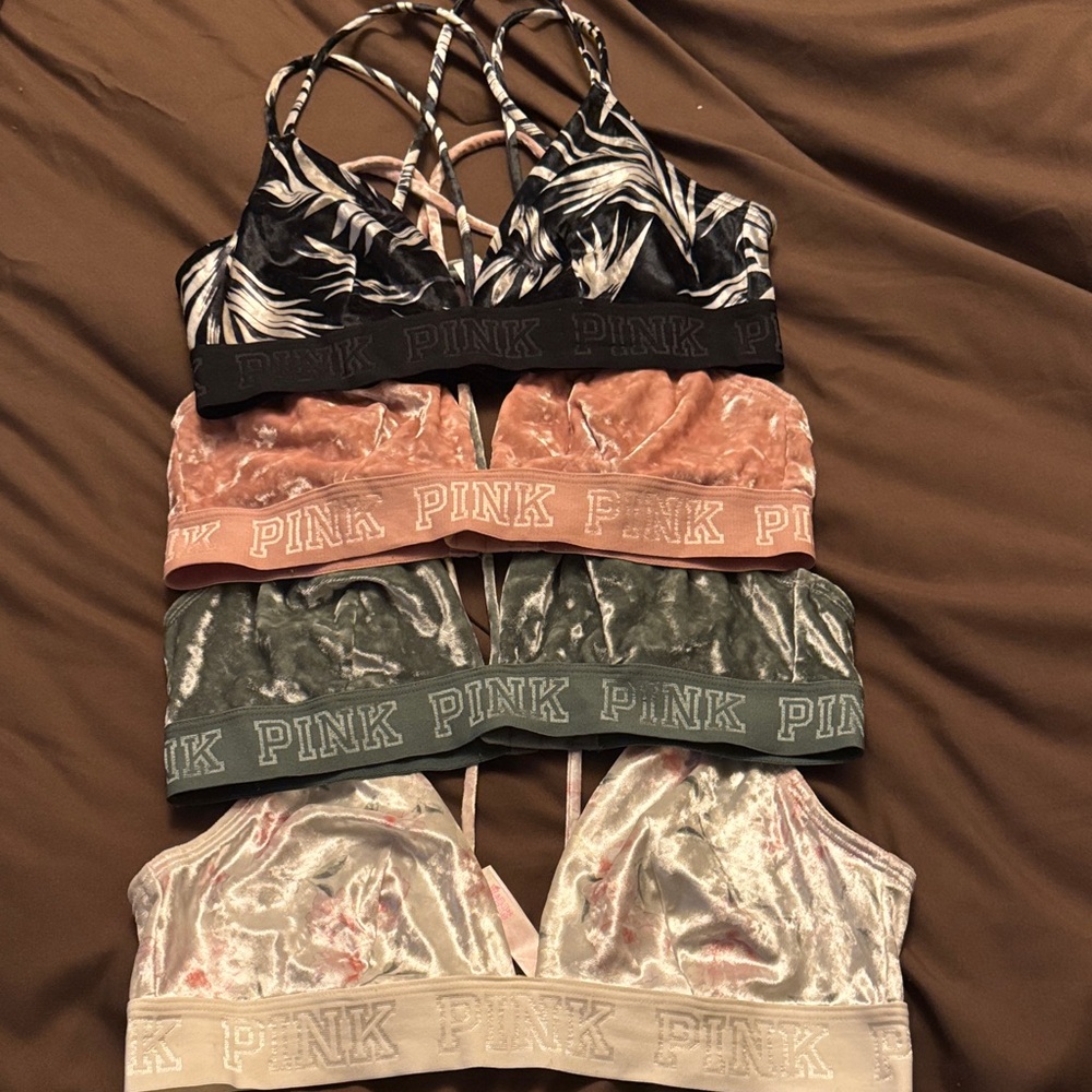 Victoria's Secret PINK Velvet and Patterned Bras Set
